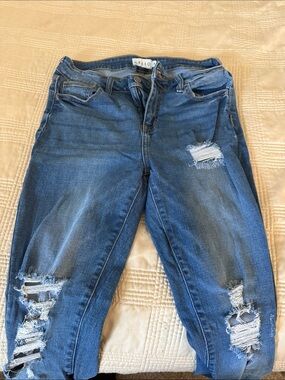 Cello Distressed Skinny Jeans in Blue